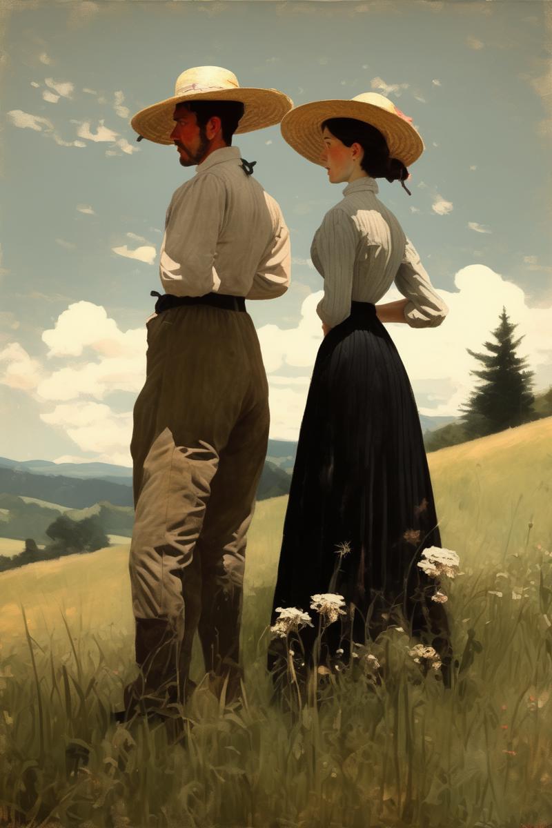 01097-1686988636-_lora_Winslow Homer Style_1_Winslow Homer Style - Adjust the image to depict two figures, a male and a female. Both should be ar.png